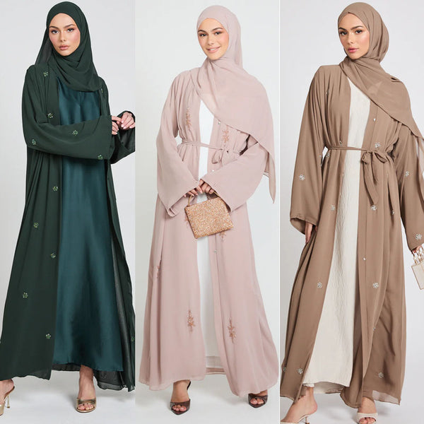 Pack Of 3 open Front Abaya (Deal No 09)