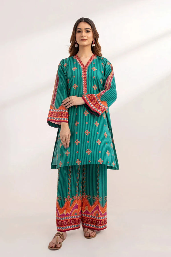 2PC Unstitched Printed Lawn Shirt and Trouser