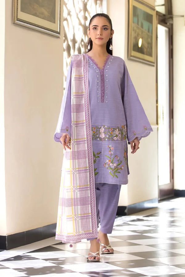3PC Embroidered Unstitched Khaddar Suit