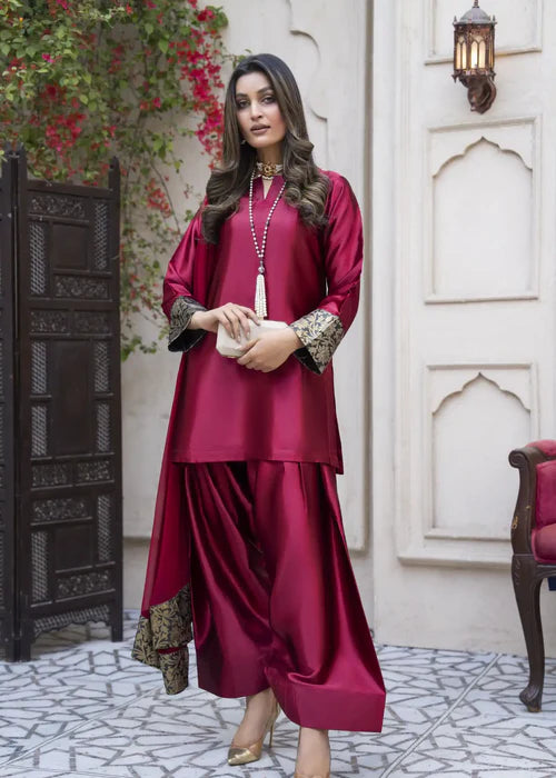 3Pcs Stitched Silk Dress