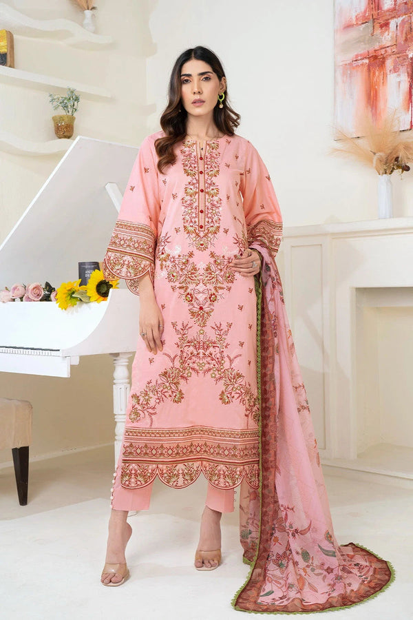 3PC Embroidered stitched Lawn Suit