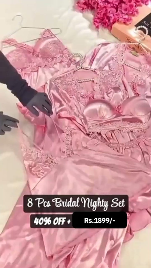 8 Pcs Bridal Nighty Set