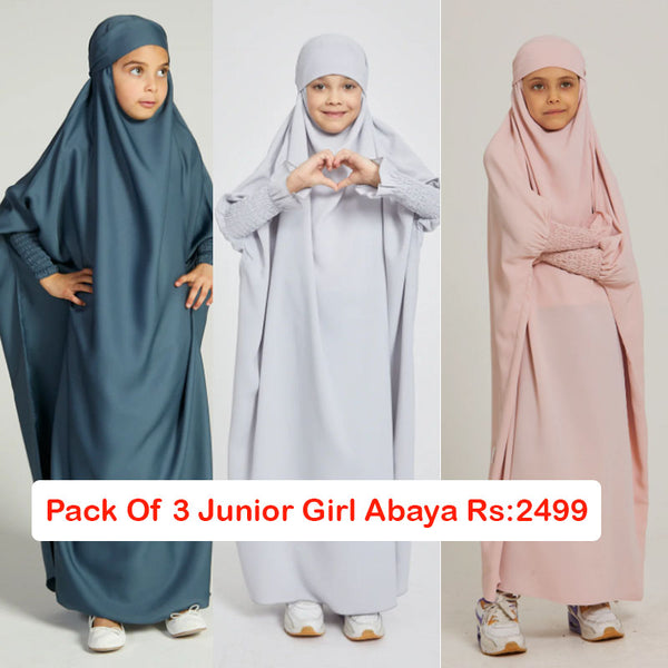 Pack Of 3 Junior Girl Abaya & Scauf (Article No -05)