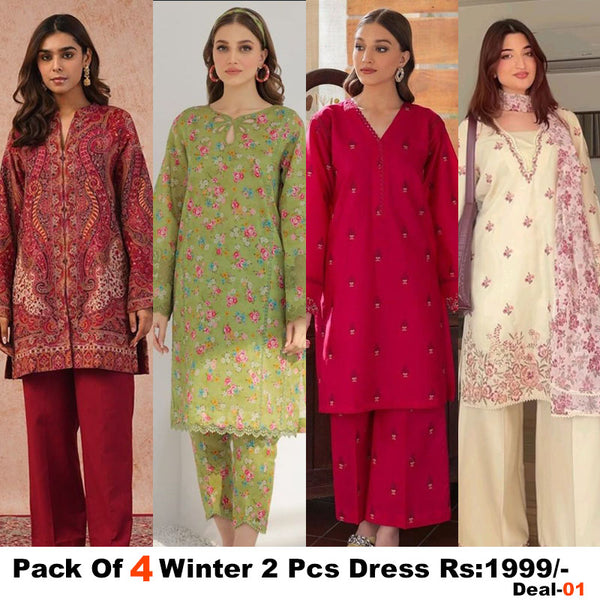 Pack Of 4 Winter 2 Pcs Dress