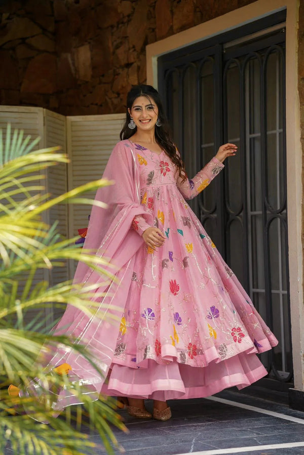 Beautiful Designer Georgette Embroidery & Sequence Work Gown