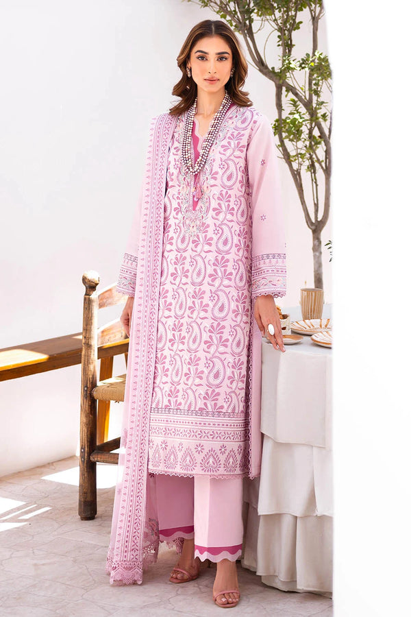 3 Piece Unstitched Embroidered Lawn Suit with Embroidered Chiffon Dupatta