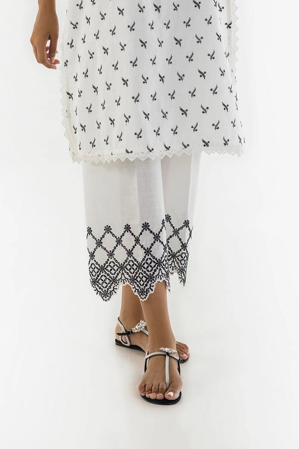 Off White Slub Lawn Culotte
